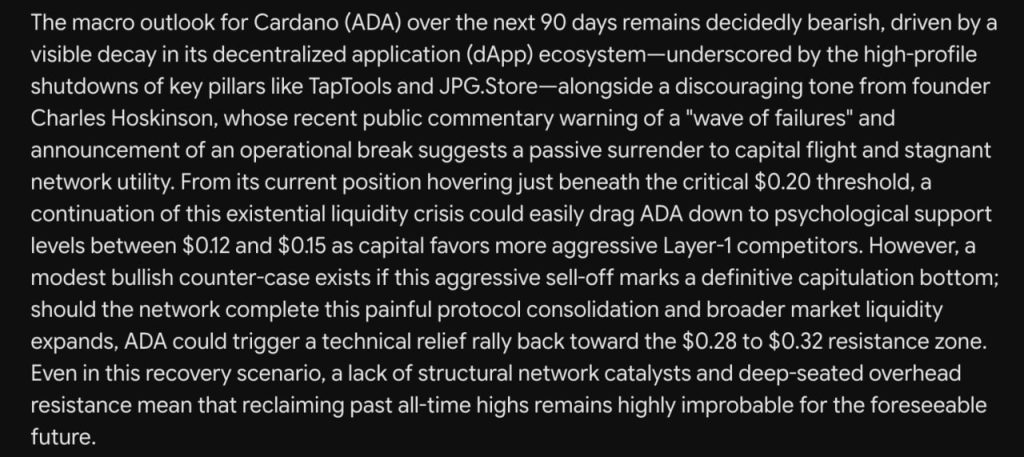 Google Gemini AI Predicts Scary Cardano Price by The Next 90 Days