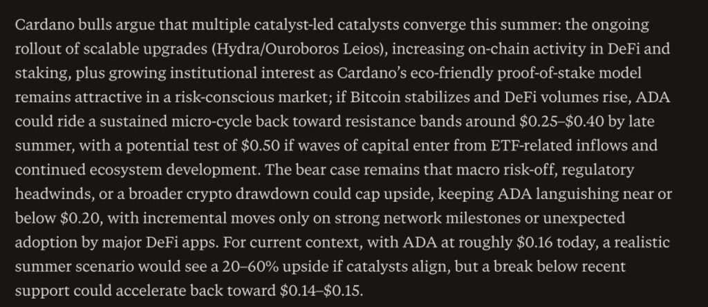 Perplexity AI Predicts Incredible Cardano Price for Summer 2026
