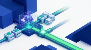 Futuristic Ethereum testnet network with a highlighted Sepolia upgrade path and an unresolved mainnet route